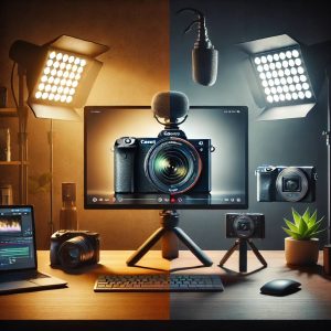 مقایسه دوربین Canon و Sony در نور کم با استفاده از نورهای LED C26 و BKL‑300BI در یک فضای تولید محتوای داخلی